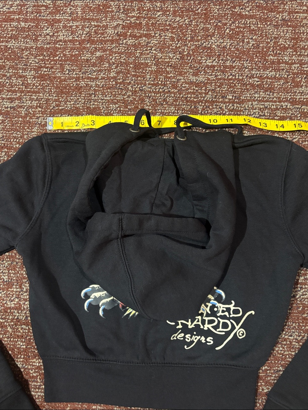 Ed Hardy cropped zip up hoodie graphic logo y2k style sweatshirt skull heart Xs - Picture 12 of 12